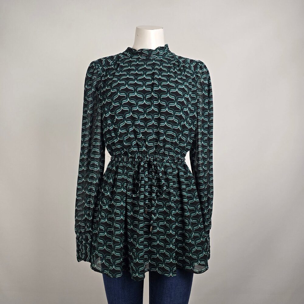 Ever New Green Printed Peplum Blouse Top Size 6